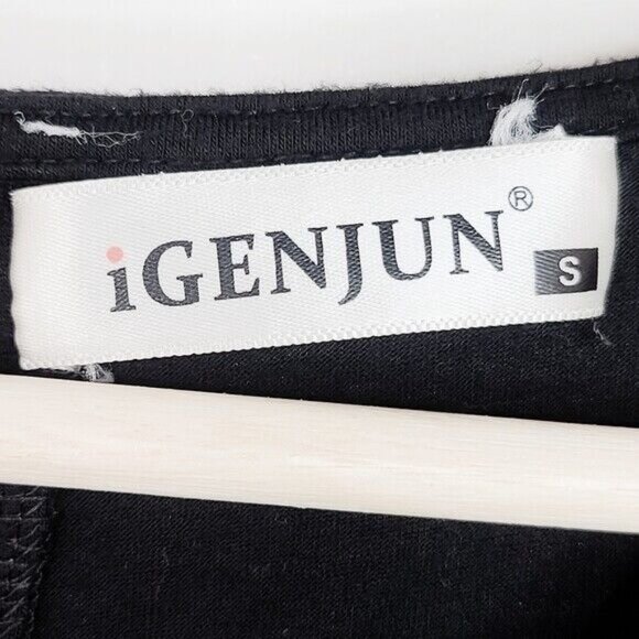 iGenjun Top Womens Small Black Knit Basic Sleeveless Scoop Neck Pleated Stretch - Picture 8 of 9